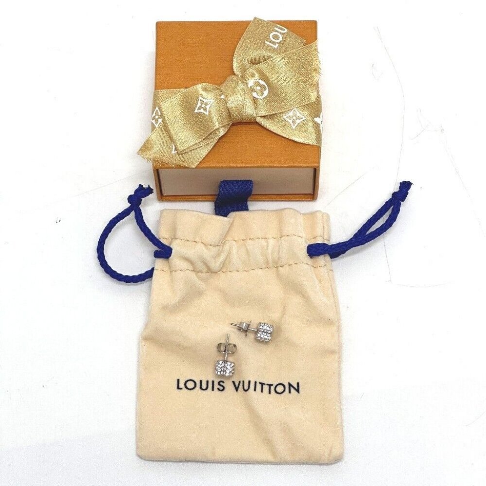 Authentic LOUIS VUITTON M64879 Bookle Dreille Fast Flower Strass Stud Pierce Met